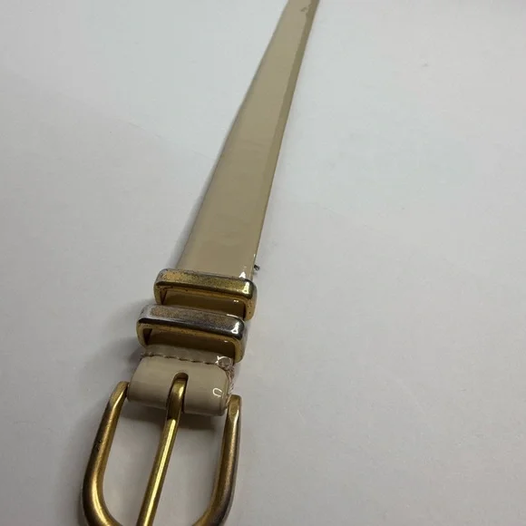 J. Crew Cream Belt with Gold Buckle - Picture 2 of 7